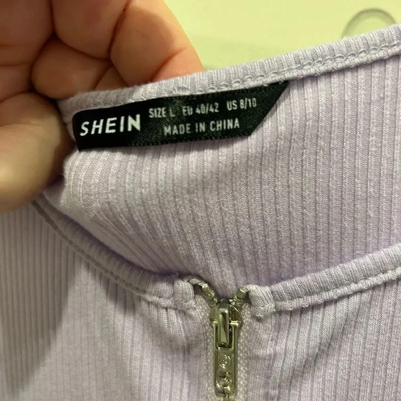 Shein Lavender Purple Zip Up‎ Bodysuit size 8/10 - Picture 3 of 8